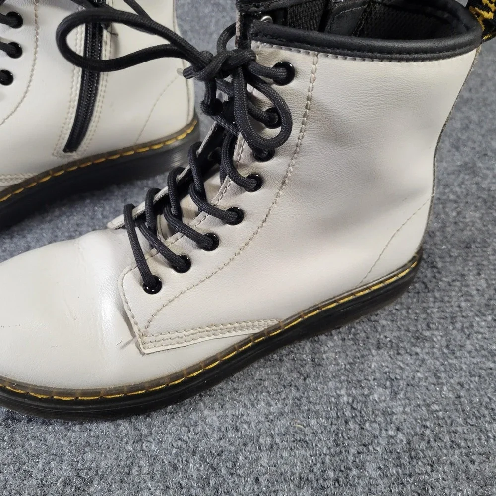 Dr. Martens Zavala J Boots Unisex Kids Size‎ 3 White Leather Combat Zip Ankle
